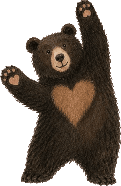The Hearts4Hands bear, waving